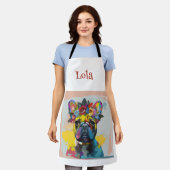 Tablier Peinture Abstraite florale de Bulldog (Porté)
