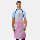 Tablier Peinture abstraite rose et blanche (Porté)
