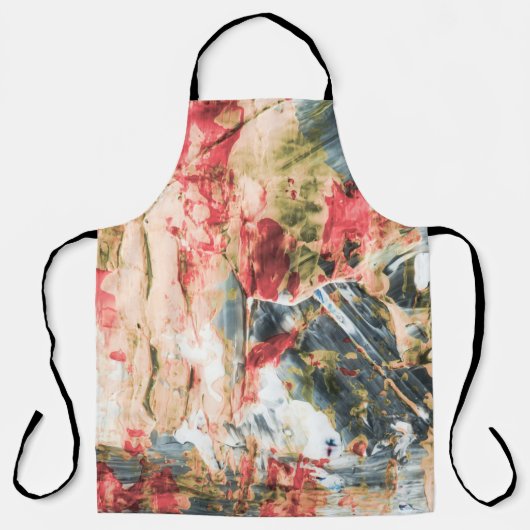 Tablier Peinture abstraite rouge blanche et jaune (Recto)