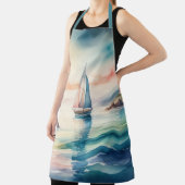 Tablier Peinture aquarelle Bateau à voile sur l'eau (Insitu)