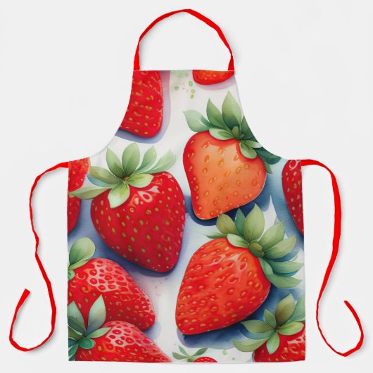 Tablier Peinture aquarelle de fraises (Recto)