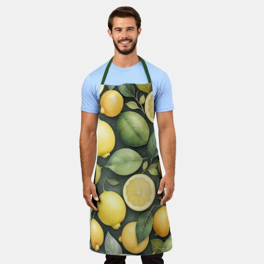 Tablier Peinture aquarelle des citrons (Porté)