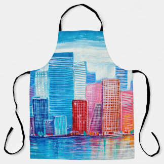 Tablier Peinture artistique de gratte-ciel. Style Abstrait