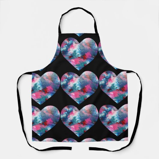 Tablier Peinture cardiaque multicolore sur bois (Recto)