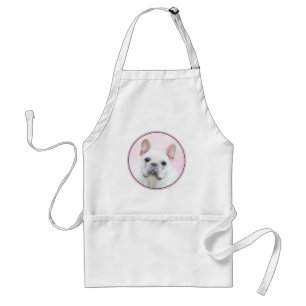 Tablier Peinture de Bouledogue Français (Crème/Blanc) - Ar
