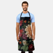 Tablier Peinture de bouquet floral sur Arrière - plan fonc (Porté)
