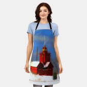 Tablier Peinture de phare rouge - Art original (Porté)