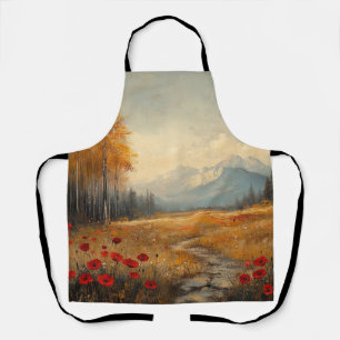 Tablier Peinture de Prairie Automnale Vintage avec Coqueli
