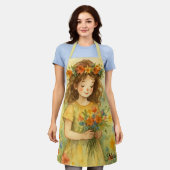 Tablier Peinture de prairie retro personnalisée (Porté)