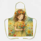 Tablier Peinture de prairie retro personnalisée (Recto)