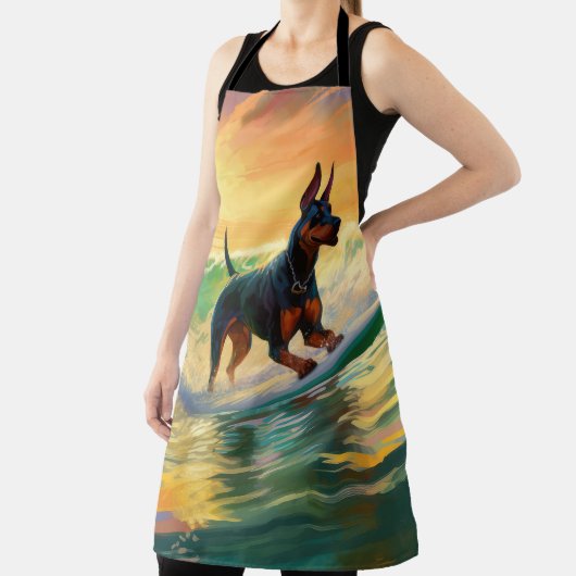 Tablier Peinture de Surf à la Plage de Doberman (Insitu)