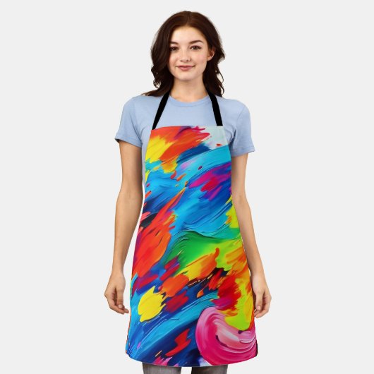 Tablier Peinture d'explosion de couleur joyeuse (Porté)