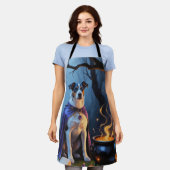 Tablier Peinture d'Halloween blanc Heeler Chien Whimsical (Porté)