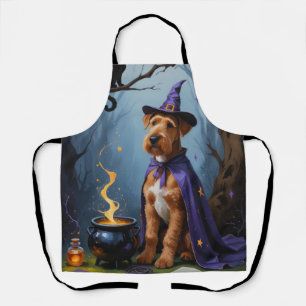 Tablier Peinture fantaisiste d'Halloween de chien Airedale