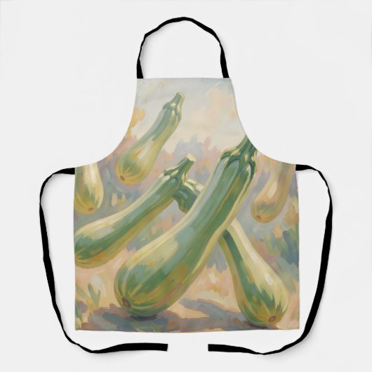Tablier Peinture impressionniste de courgettes vertes fraî (Recto)