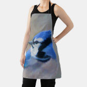 Tablier Peinture Jay Bleu - Art Oiseau Original (Insitu)