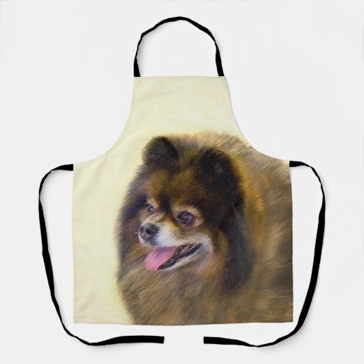 Tablier Peinture Poméranienne Noir et Tan Art Chien origin (Recto)
