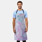 TABLIER PEINTURE ROSE ET ABSTRAITE TURQUOISE (Porté)