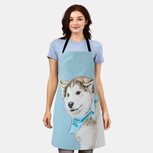 Tablier Peinture Sibérienne Husky Puppy - Art Chien origin (Porté)