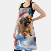 Tablier Pekingese Chien courant dans la neige avec le Casq (Insitu)