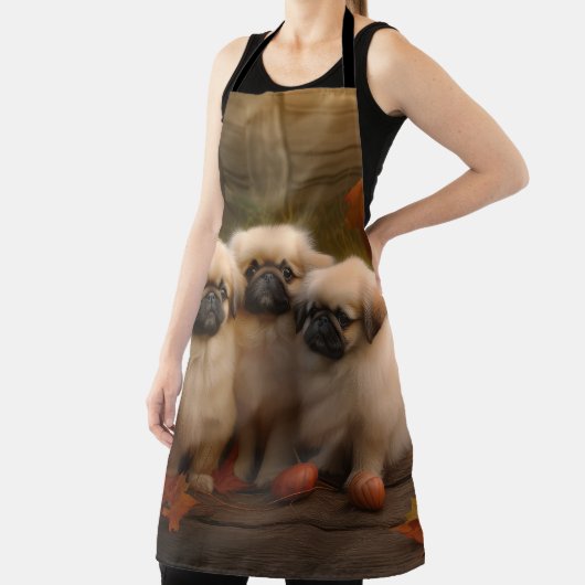 Tablier Pekingese Chiot Automne Citrouille délice (Insitu)