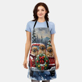 Tablier Pekingese Christmas Red Truck Holiday (Porté)