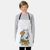Tablier Pélican comme pêcheur avec la baguette de pêche et (Porté)