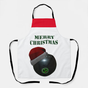 Tablier Pelouse Portant Un Chapeau De Père Noël,