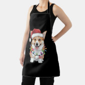 Tablier Pembroke Welsh Corgi Père Noël Lumières des arbres (Insitu)