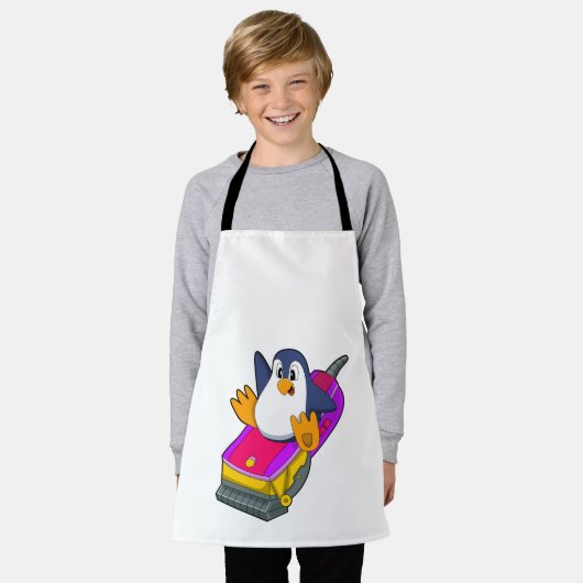 Tablier Penguin comme coiffeur avec Razor (Porté)