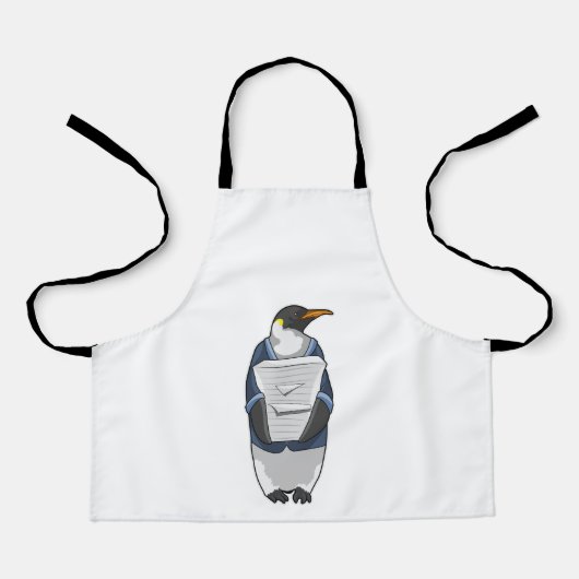 Tablier Penguin comme secrétaire avec pile de papier (Recto)