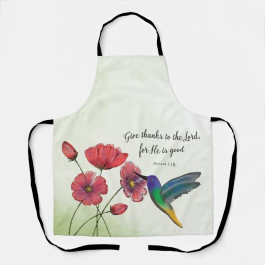 Tablier Pensée religieuse de fleurs de vous avec colibri (Recto)