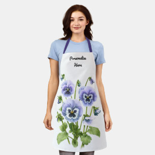 Tablier Pensées Violettes Floral Botanique Personnalisé