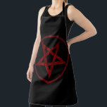 Tablier Pentagram Red Devil<br><div class="desc">Pentagramme rouge,  inversé,  texturé en cercle,  sur arrière - plan noir. Symbole occulte 666</div>