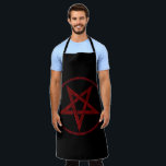 Tablier Pentagram Red Devil<br><div class="desc">Pentagramme rouge,  inversé,  texturé en cercle,  sur arrière - plan noir. Symbole occulte 666</div>