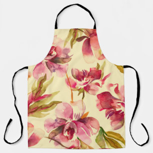 Tablier Peonies Motif sans sourire. Arrière - plan aquarel