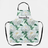 Tablier Peony Floral Pattern Blanc Personnalisé (Recto)