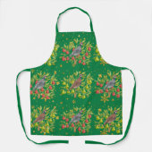 Tablier Perdrix, poiriers et flocons de neige vert (Recto)