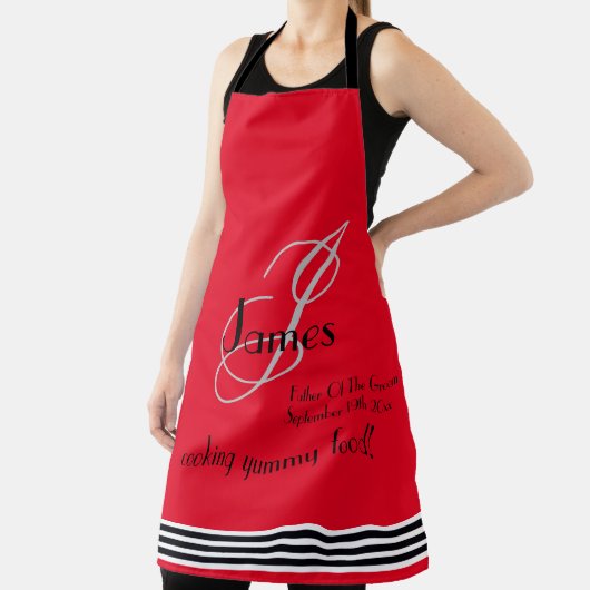 Tablier Père De Groom Cadeau Monogramme Nom Rustique Chic (Insitu)