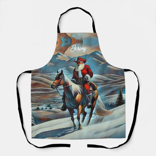 Tablier Père Noël à cheval Noël (Recto)