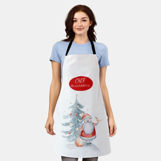 Tablier Père Noël adorable Fêtes (Porté)