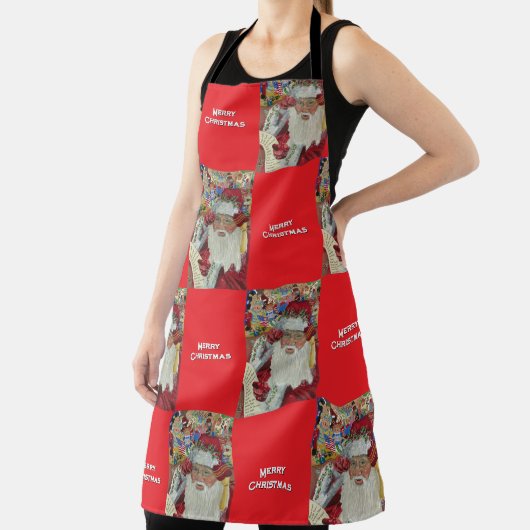 Tablier Père Noël Classique Red Checking It Twice Holiday (Insitu)