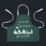 Tablier Père Noël croient Noël traditionnel photo verte<br><div class="desc">Père Noël croient Noël traditionnel vacances moderne photo vert et blanc préférez la cuisson tablier cadeau conception.</div>