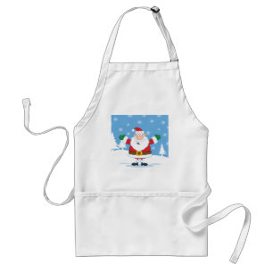 Tablier Père Noël dans une scène hivernale enneigée