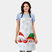 Tablier Père Noël et Elf Cute et drôle Caractères Pékin (Porté)