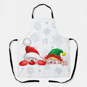 Tablier Père Noël et Elfe Personnages mignons et drôles qu