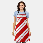 Tablier Père Noël Helper Red White Stripes Noël (Porté)