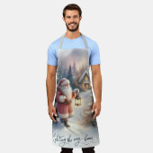 Tablier Père Noël Lantern Walk Winter Cottage Scène (Porté)