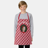 Tablier Père Noël Little Baker en vichy photo de Noël (Porté)