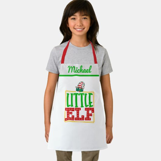 Tablier Père Noël Little Elf Helper, Nom Personnalisé Enfa (Insitu)